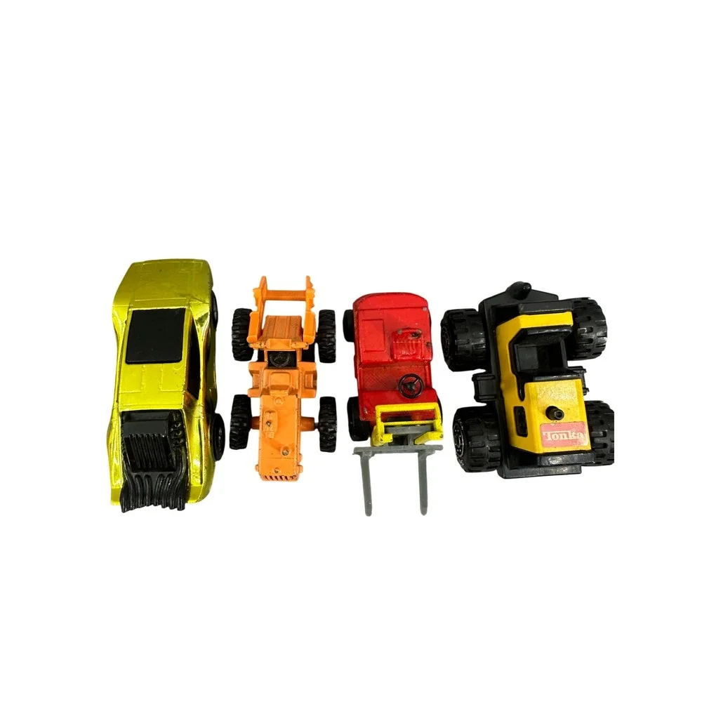 Lot of 4 Vintage Diecast Toy Tonka Mego Speed Burners Forklift Construction Cars